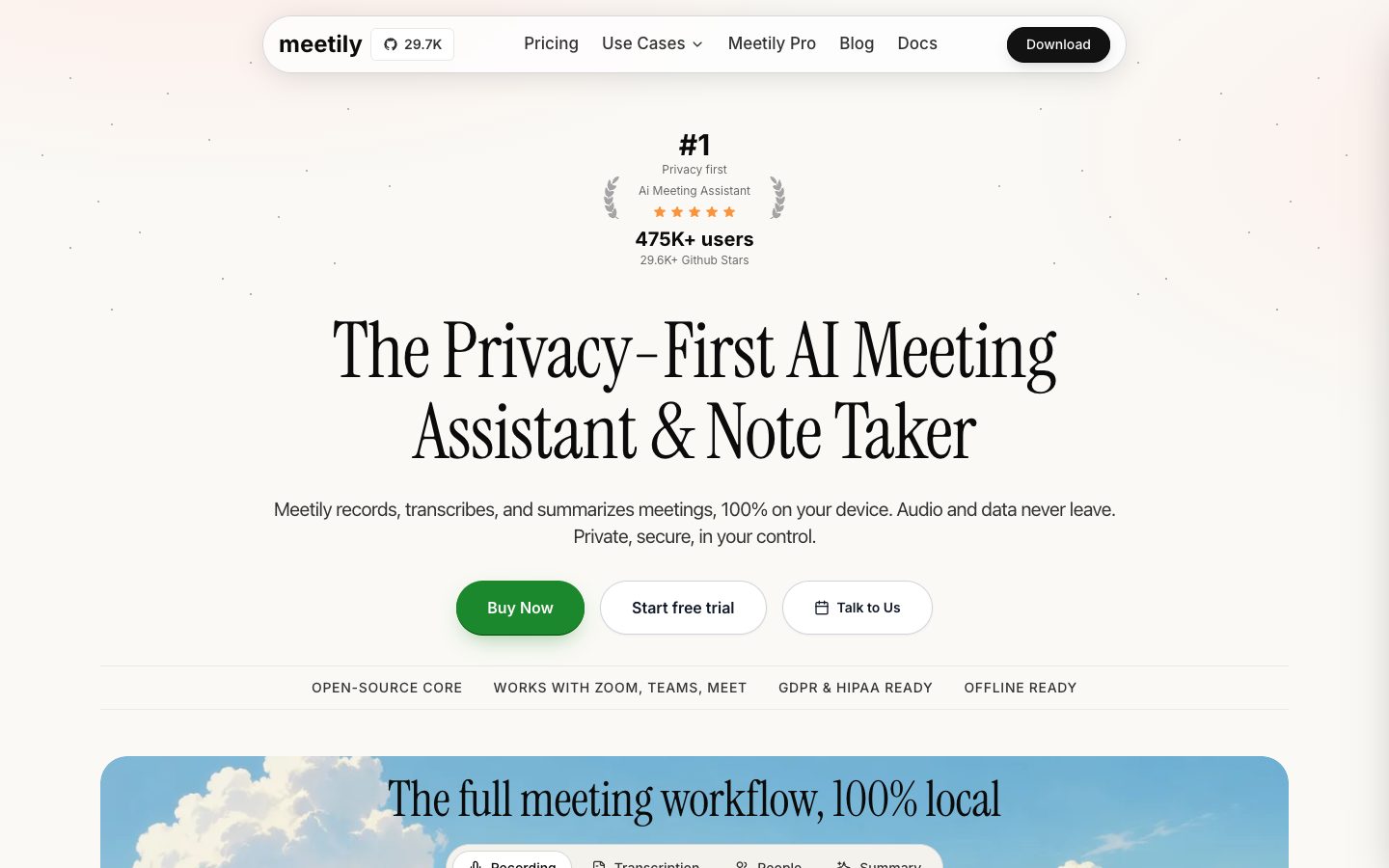 Meetily preview
