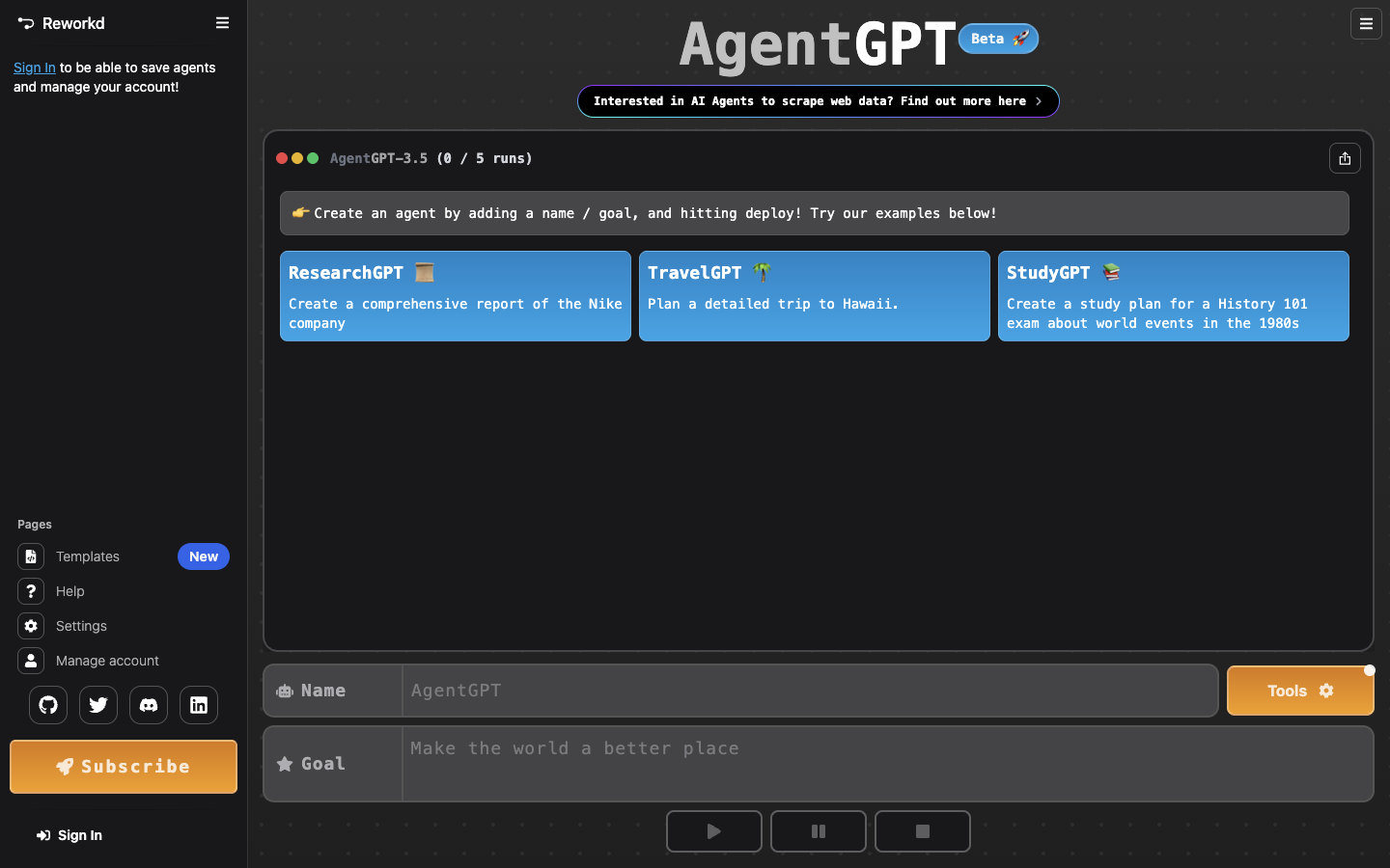 Agent GPT preview
